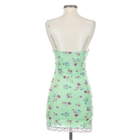 Motel Bodycon Y2K Revive Grunge Croquette Purple Lace Trim Floral Mini Dress S - Picture 7 of 14